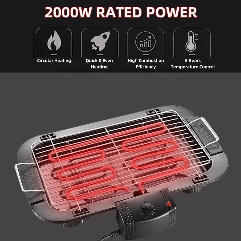 Sokany Electric Barbeque Grill 2000W Tandoori Maker Indoor and Outdoor Grill, Non Stick, with 5 Temperature Adjustments, Portable Electric Grill, Non-Slip Feet 5eec60aeaa7f5fc56b7f89fa9a4f721f