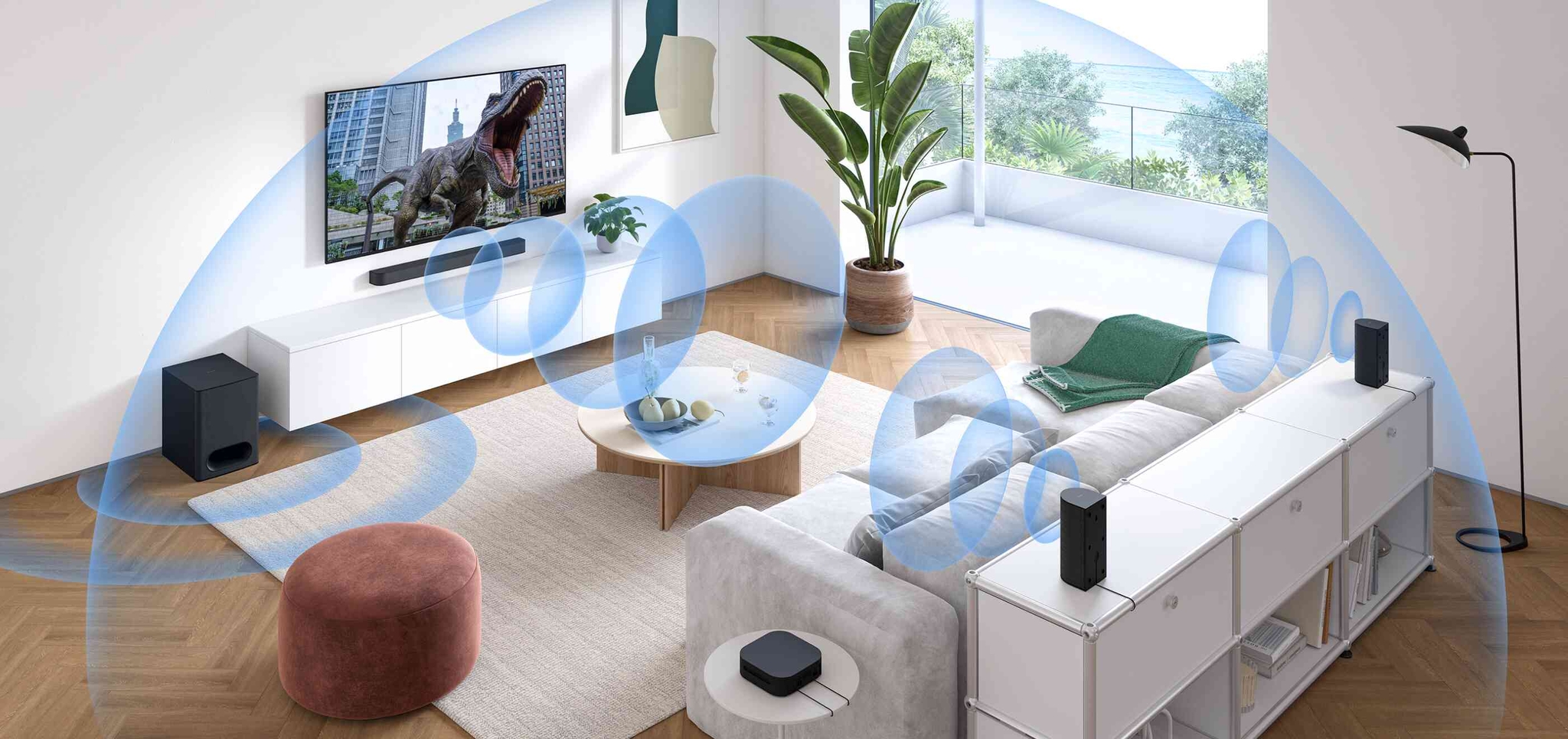 Image of surround sound in a living room.