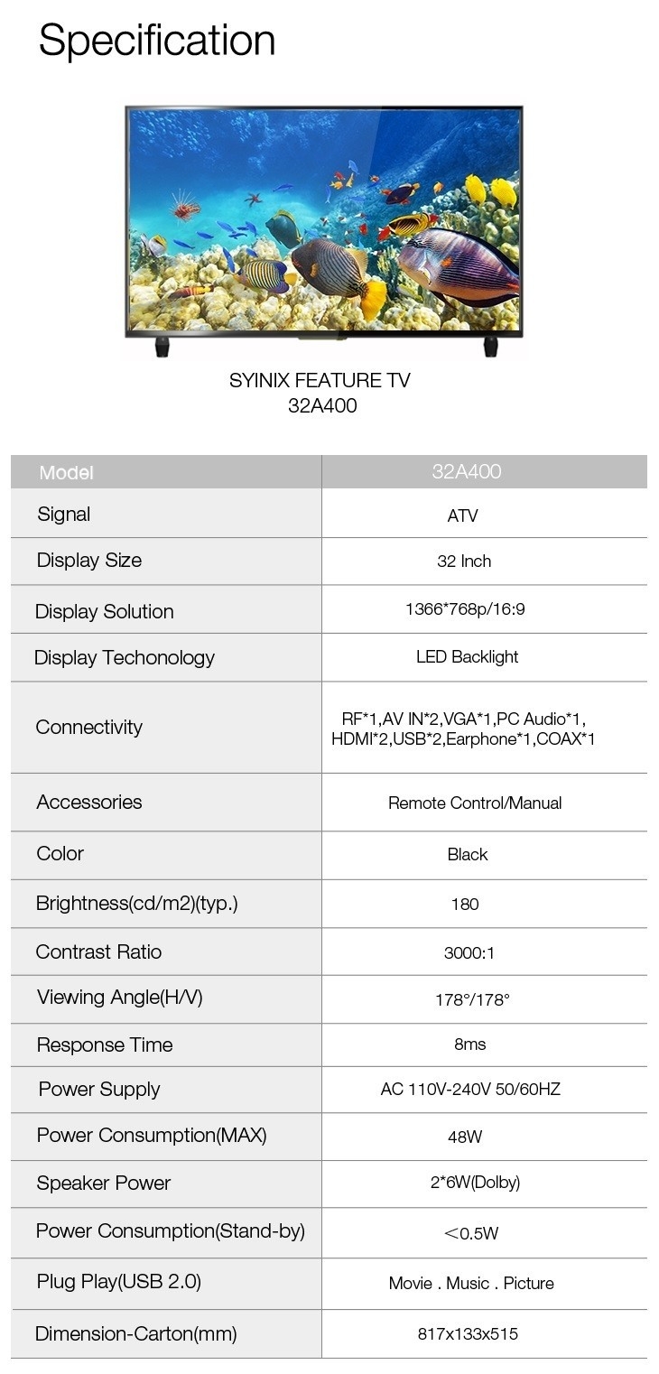 Syinix 32A400 TV specs affordable 32 inch tv on jumia