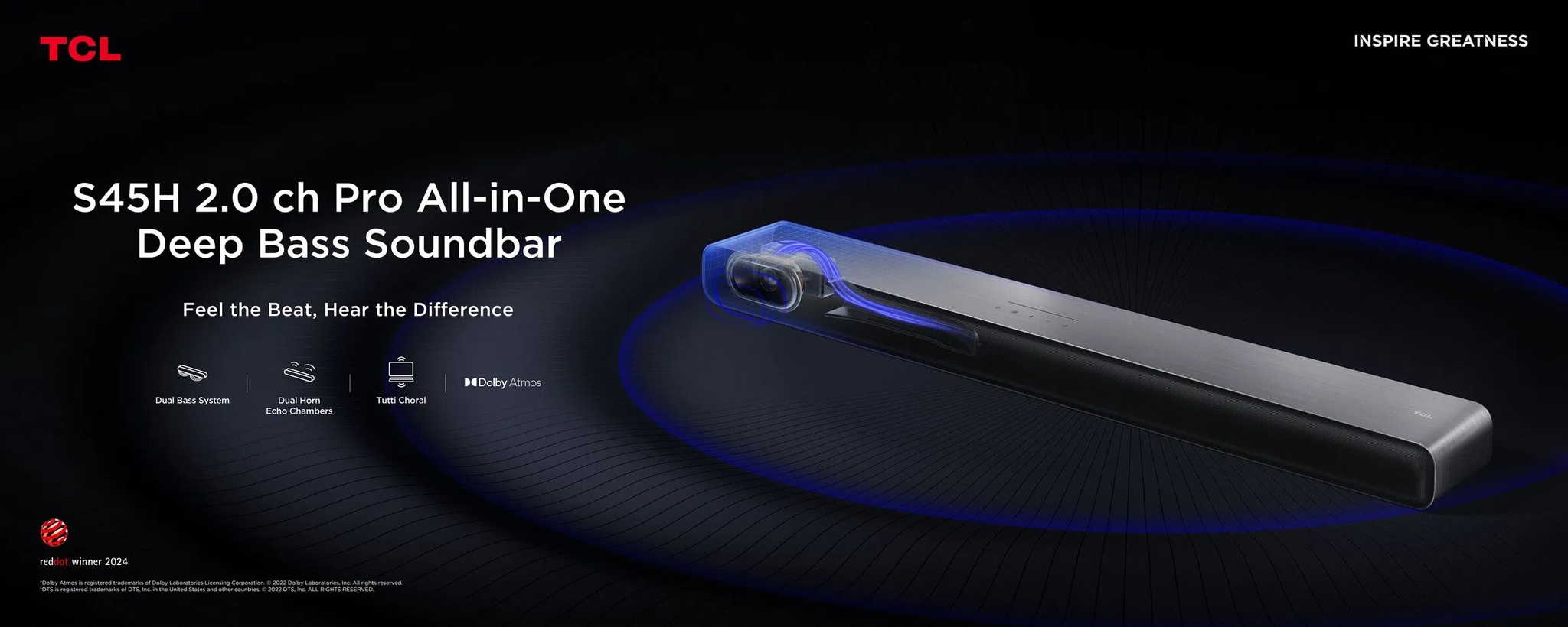 TCL S45H 2.0ch Pro Deep Bass Soundbar