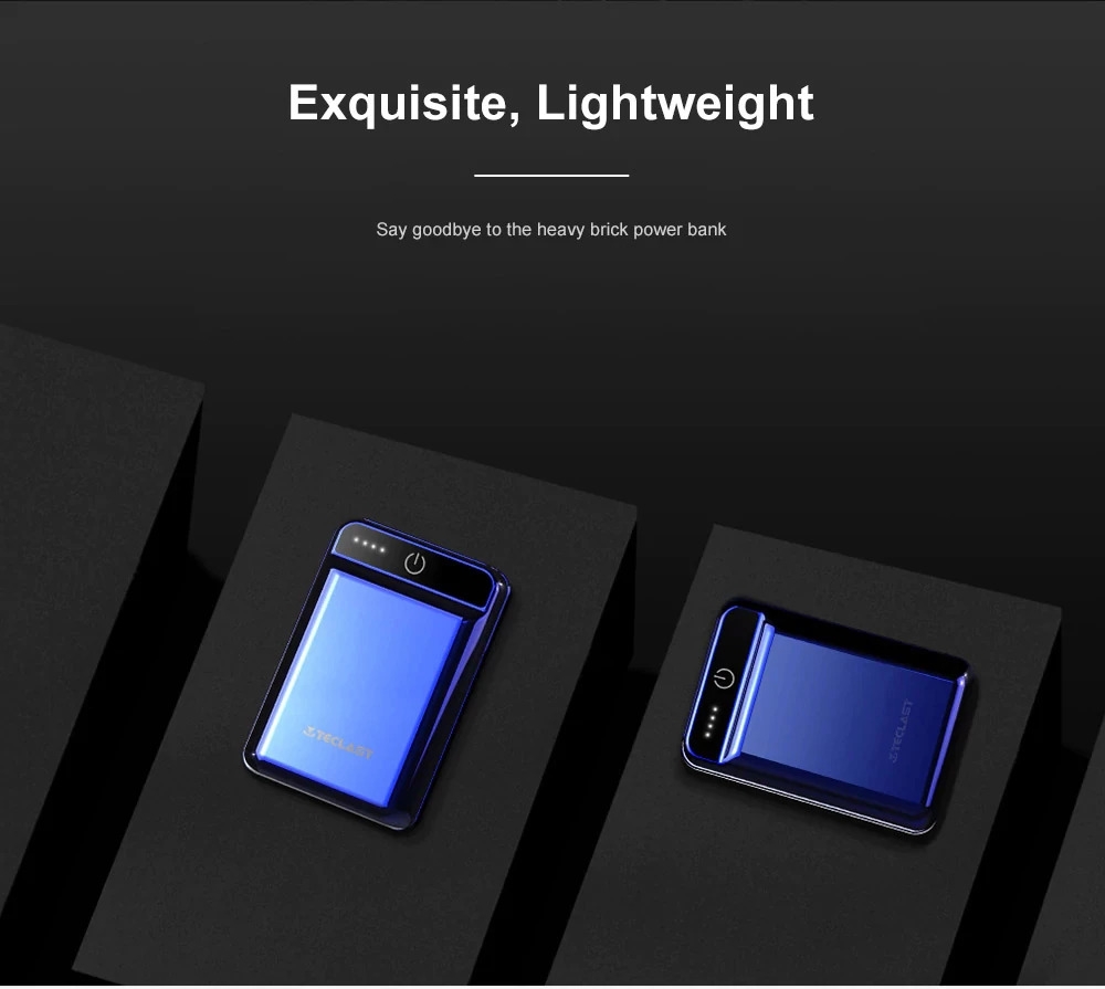 Teclast A10 10000mAh Power Bank Dual USB Ports 2.1A Quick Charge LED Indicator - Gray