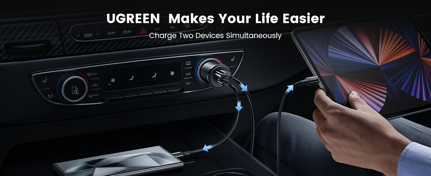 usb c car charger dual ports