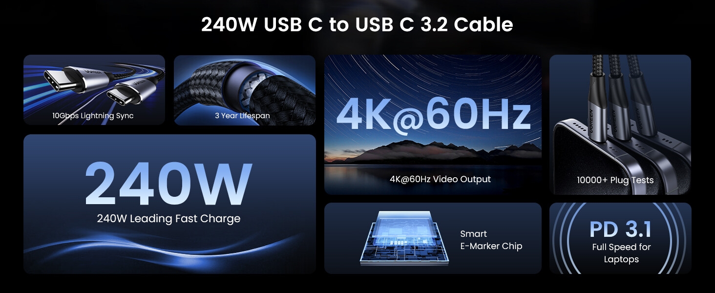 240w usb c to usb c 3.2 cable
