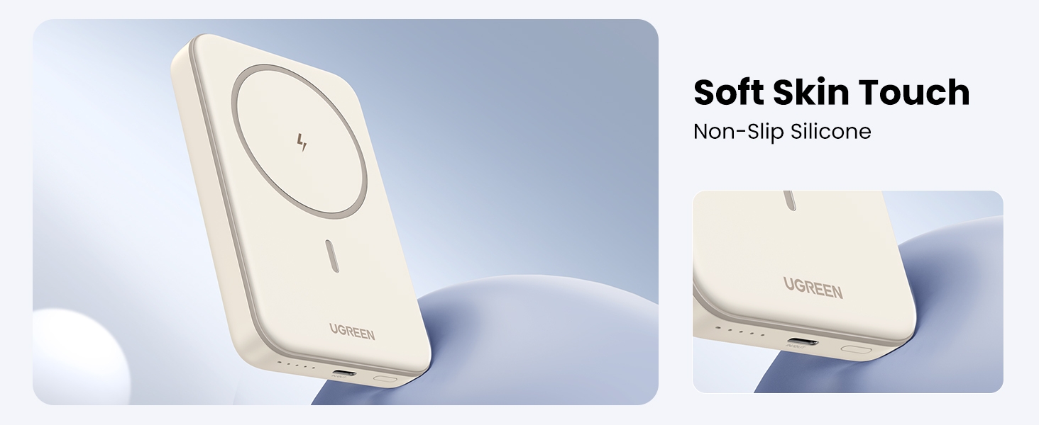 UGREEN Wireless Magnetic Power Bank 10000mAh, Soft Skin Touch