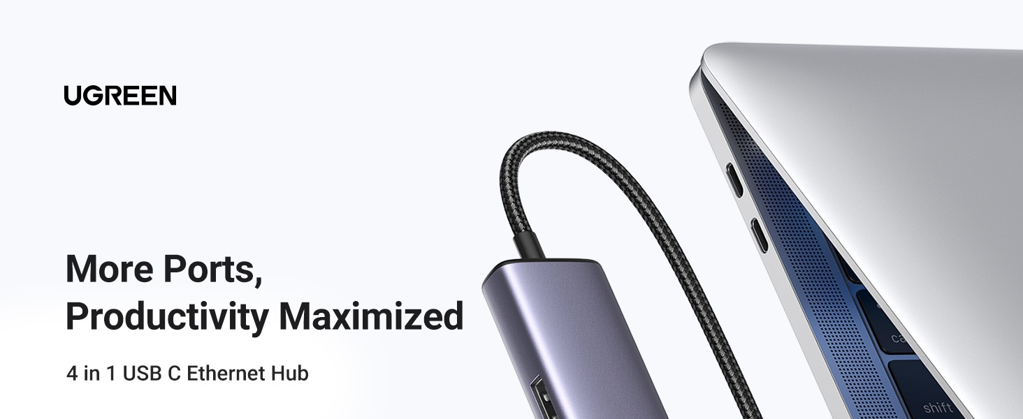 UGREEN USB C to Ethernet Adapter 4 in 1 Multiport Hub