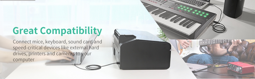 UGREEN USB Printer Cable USB 2.0 Type A Male to B Male Scanner Cord High Speed for Brother, HP