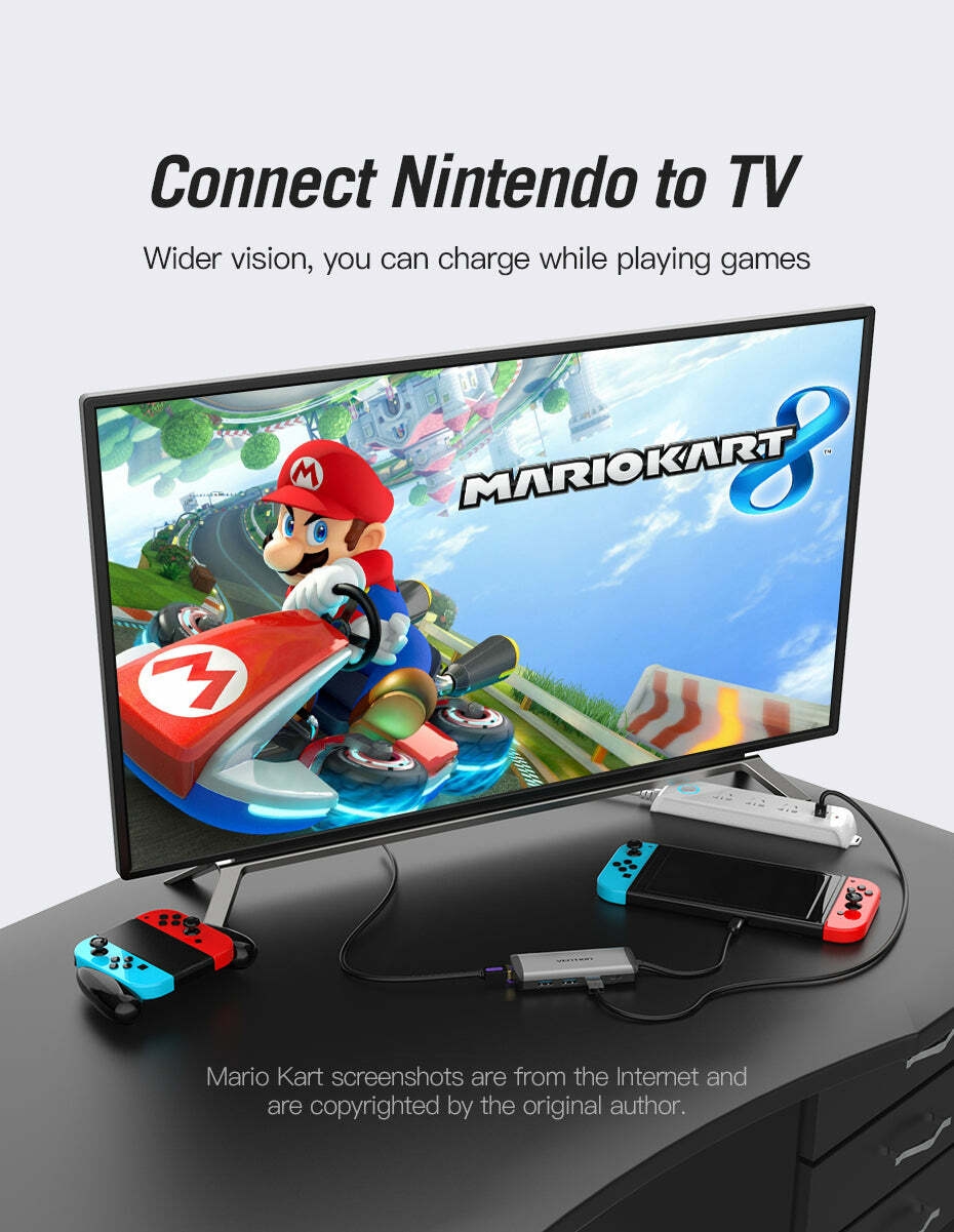 Connect Nintendo to TV  Wider vision, you can charge while playing games