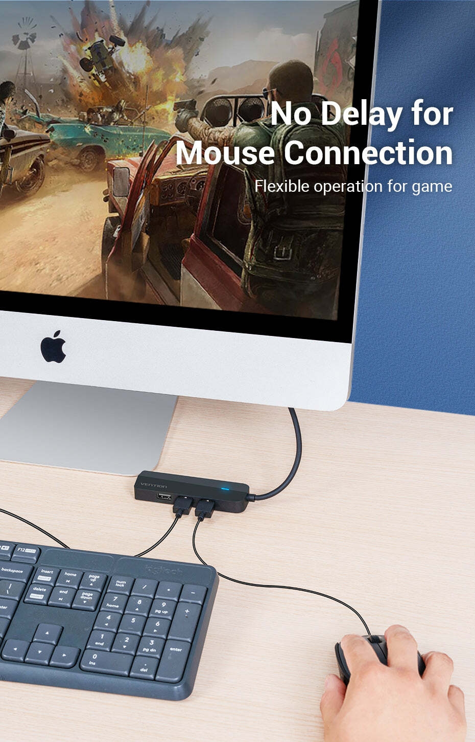 USB-C to USB 2.0*3/RJ45/Micro-B HUB 0.15M Black ABS Type