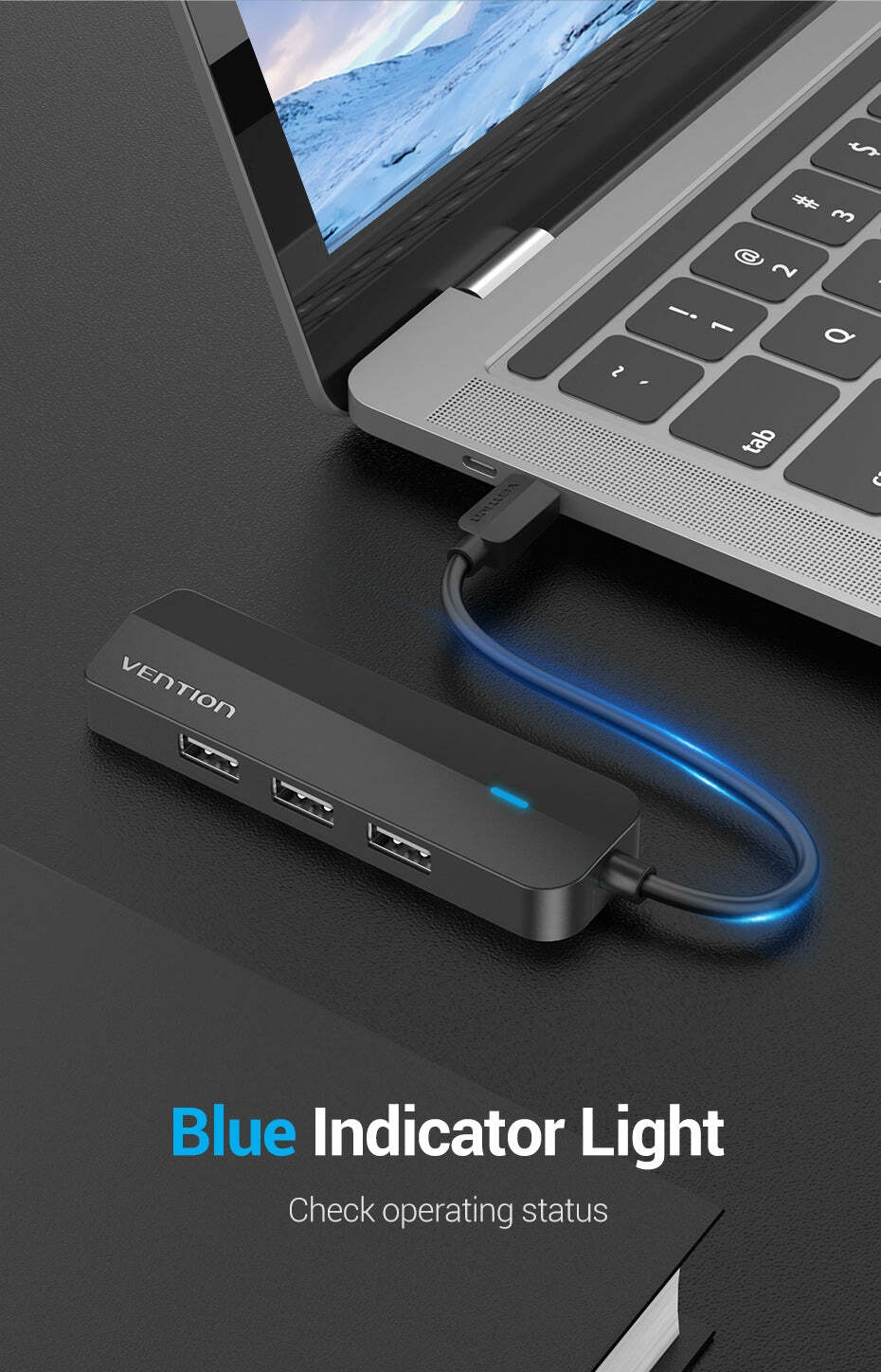 USB-C to USB 2.0*3/RJ45/Micro-B HUB 0.15M Black ABS Type