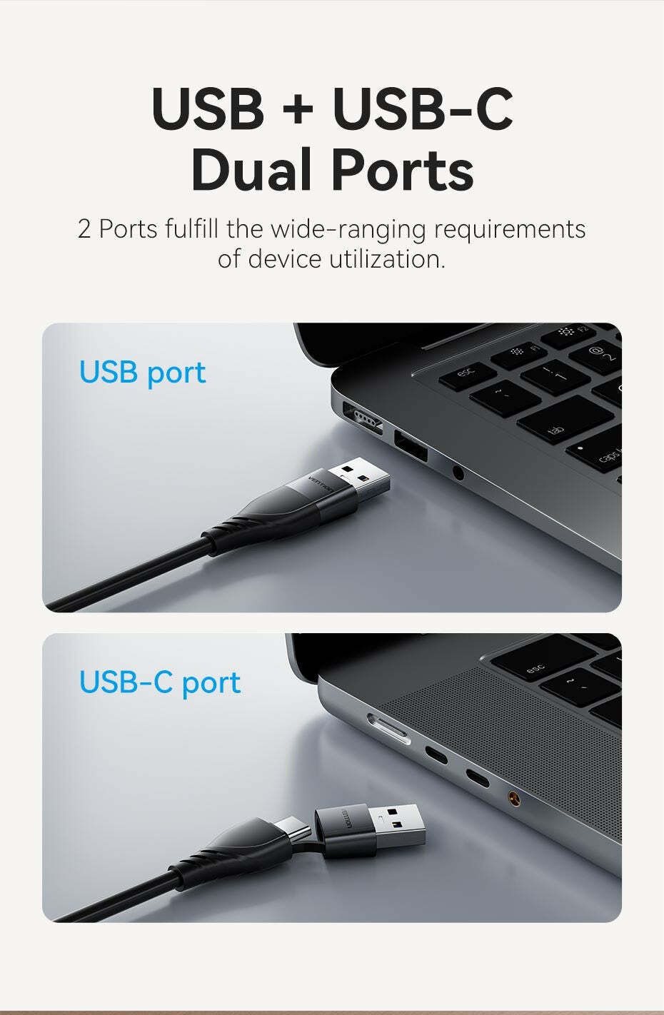 USB-C + USB-A to HDMI Adapter 0.15M Gray Aluminium Alloy Type