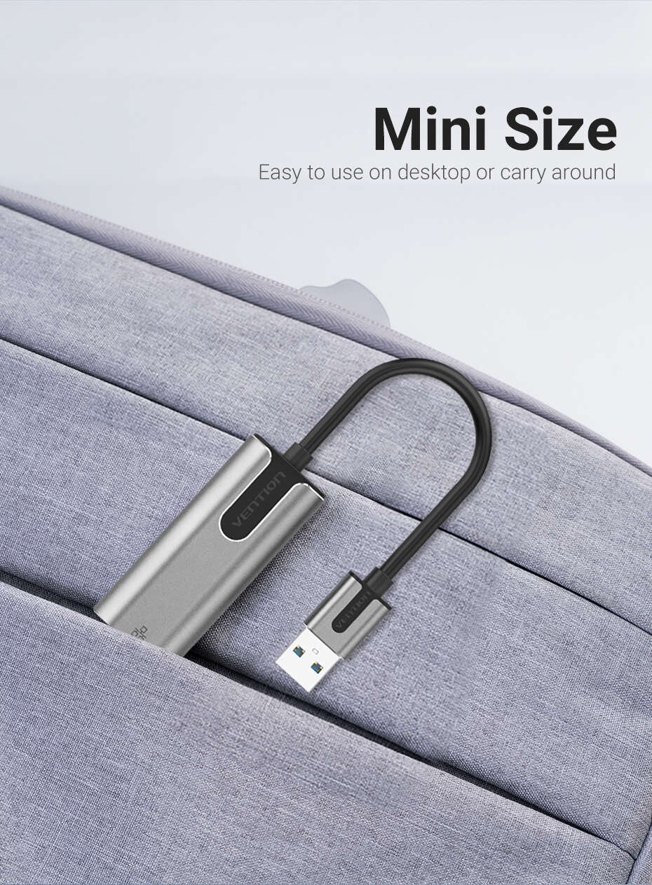 Vention USB 3.0-A to Gigabit Ethernet Adapter Gray 0.15M Aluminum Alloy Type