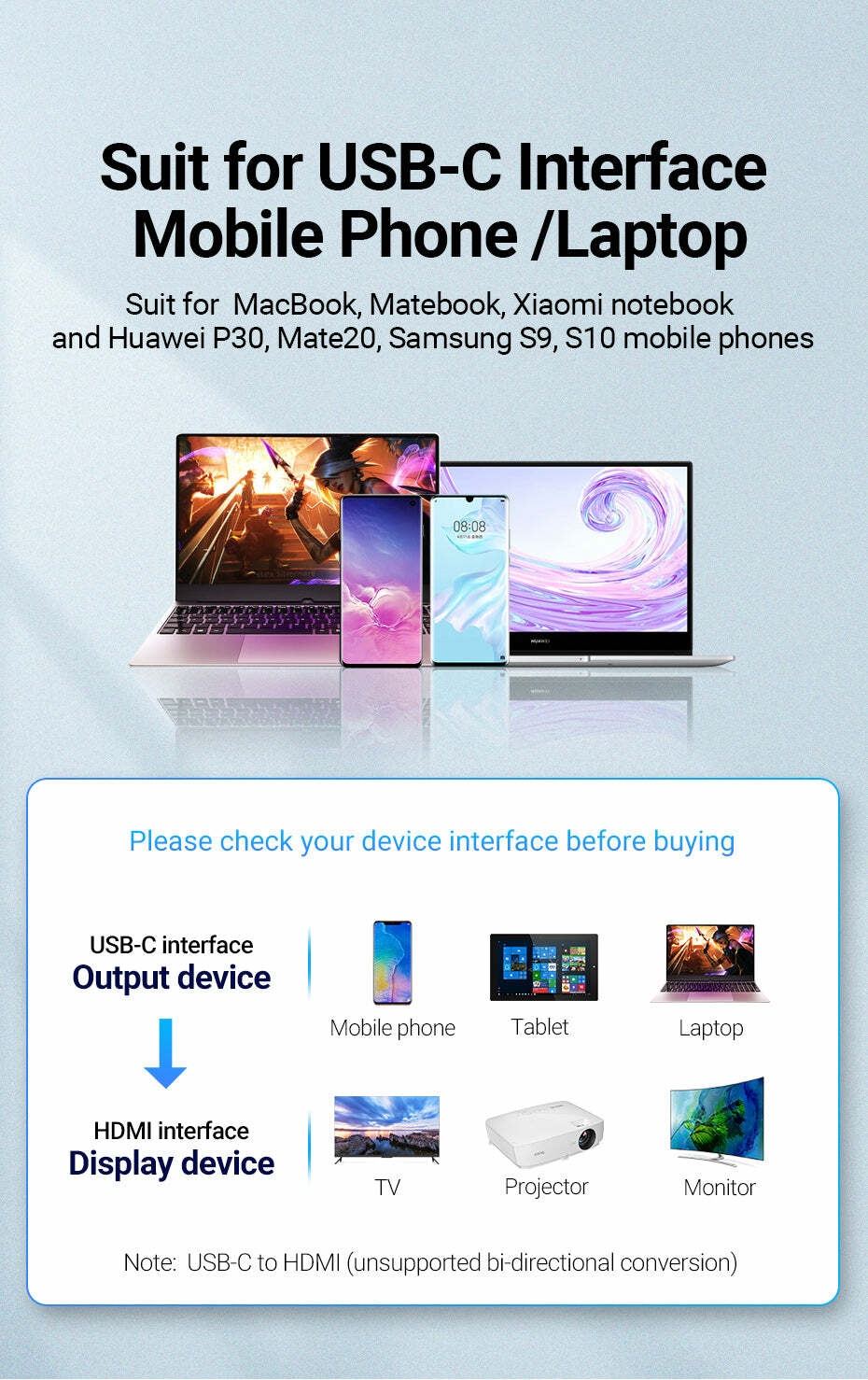 Type-C to HDMI Adapter 0.15M Black ABS Type