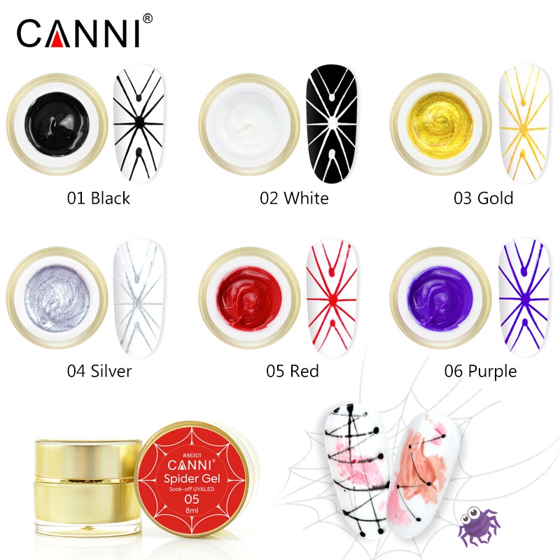 CANNI Nail Spider Reflective Gel Nail Art Painting Wire Drawing Elastic Line Soak Off UV LED Gel Polish Private Label Varnish