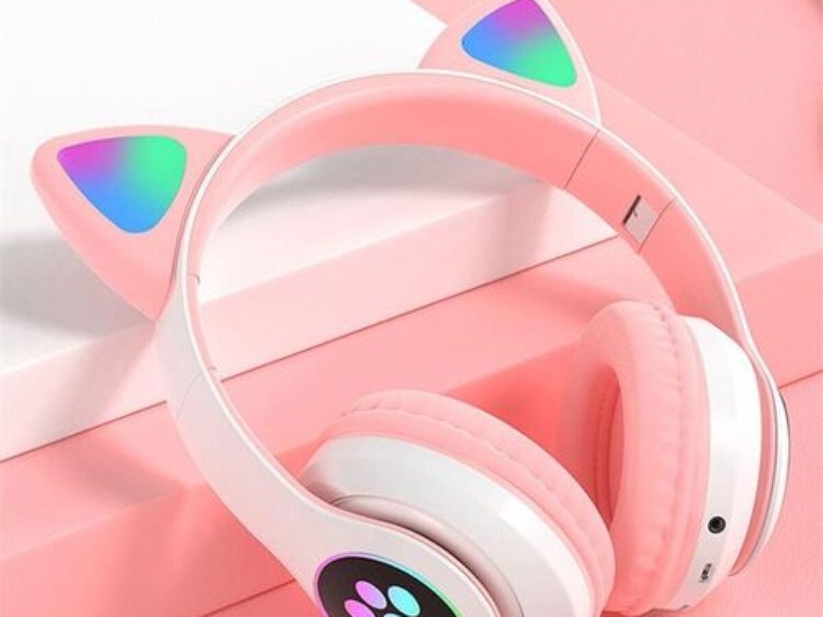 STN-28 Pro Wireless Stereo Bluetooth Headphones HD RGB Led CatEar Bass Stereo Headset 3.5mm connector/Mic