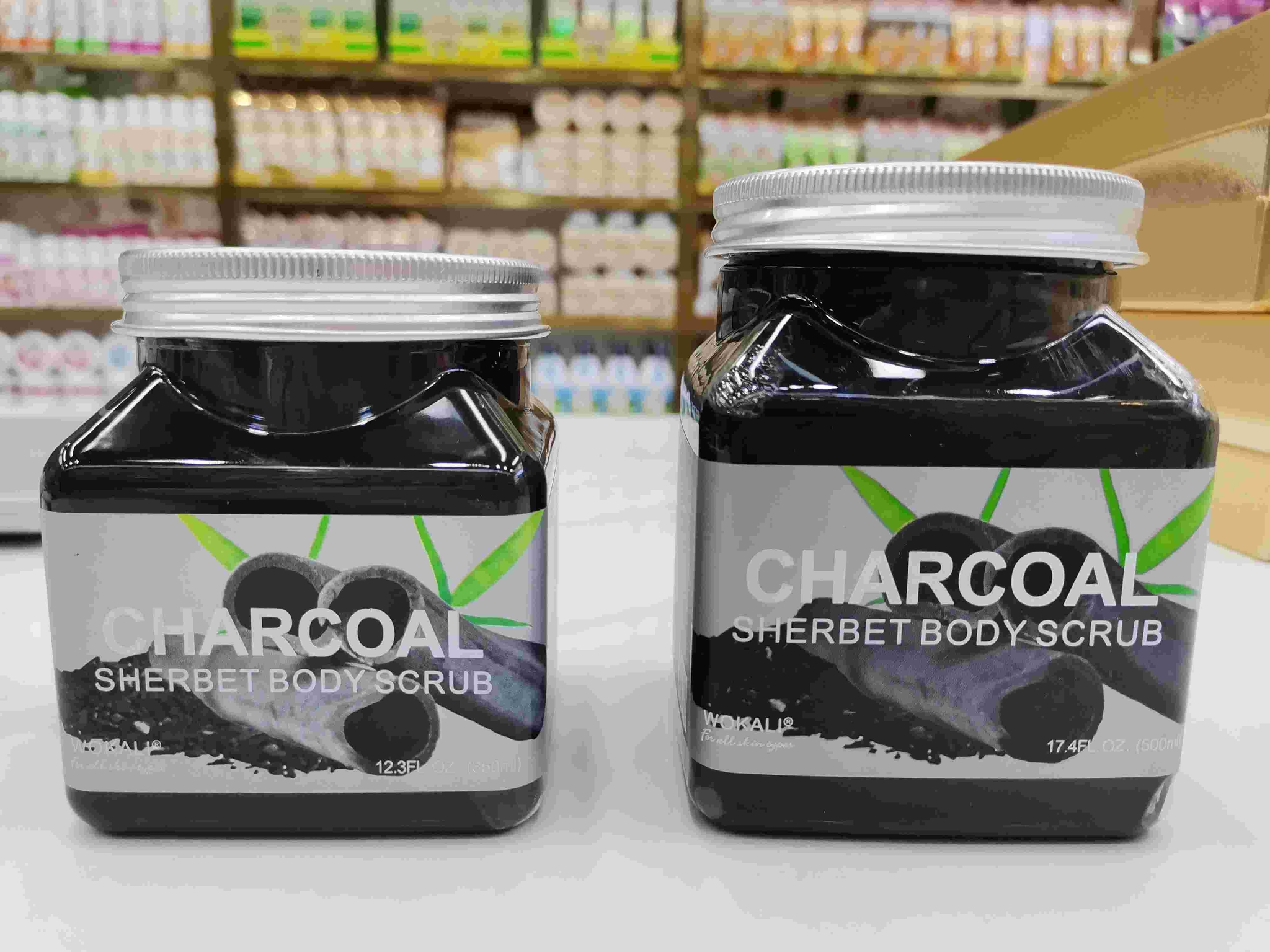 Pure Natural Fruits Extract Wokali 500ML CHARCOAL Body Scrub of Deep Cleaning, Moisturizing, Softening & WHITENING