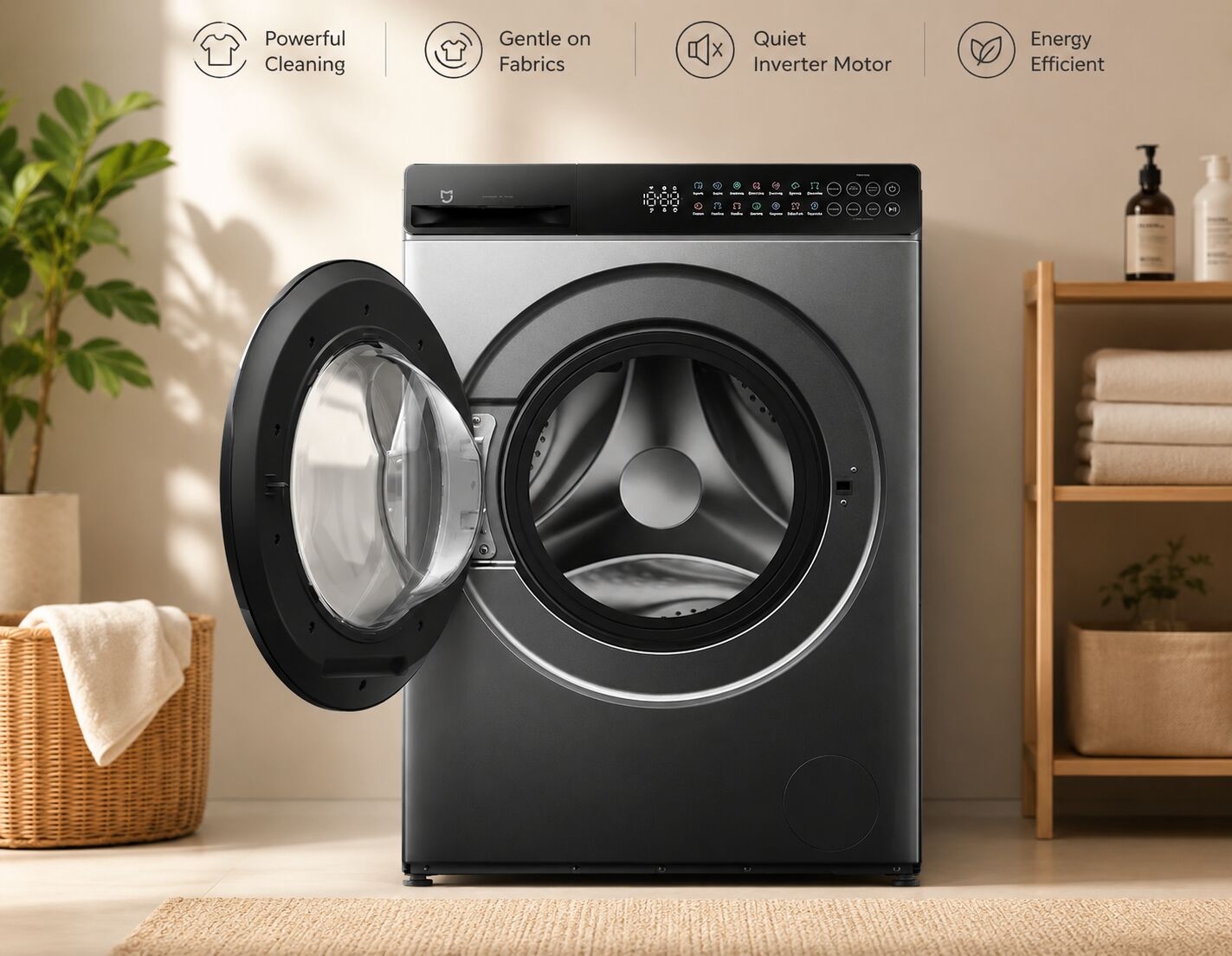 XIAOMI Front Load Washer Dryer 10.5kg Wash and 7kg Dry, Direct Drive (DD) Inverter Motor, 525 mm Extra-Large Inner Drum, 1200 RPM Max Spin Speed, 1800W–2200W for Washing, 1400W–1800W for Drying