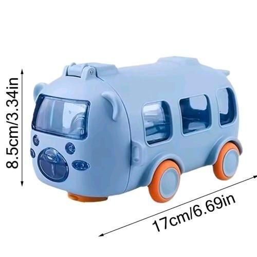 Bus Water Bottle Comes with Straw and Strap for Water Coffee Tea and Various Drinks Cool Design Easy to Carry Fits in a Backpack or Gym Bag- 500 ML(blue