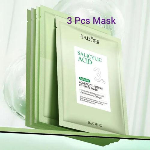 Nourishing 3 PIECES Salicylic 3 Skin Care Face Masks SheetsAcne Removal Mask Salicylic Acid Face MoisturizerPore Shrinkage Acne Skin Improves Acine Scars MotsturizingSuitable for Oily Acne Prone Skin