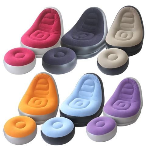Inflatable Deluxe Lounge Seat with Footrest 2PCS Air Sofa Set with Manual Pump