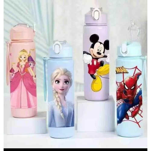 Cute Disney cartoon themed water bottle with straw
