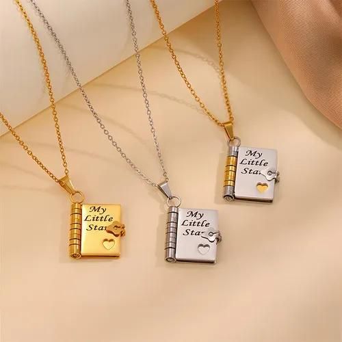 Hot Sale Creative Book-shaped Necklace for Women - Titanium Steel with Gold Plating, Exquisite Workmanship, Including Heartwarming & Inspiring Words for My Daughter