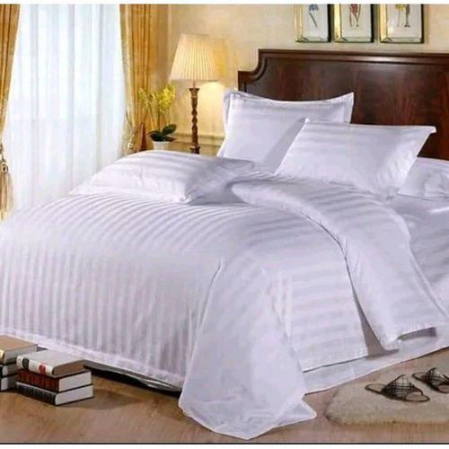 4pcs of White Stripped Cotton Bedsheet Set comes as 2pcs bedsheets and 2pcs pillow cases (4 by 6, 5 by 6, 6 by 6)