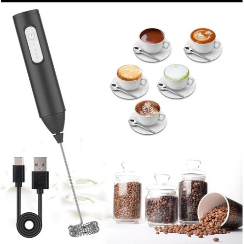 MINI Milk Frother USB Rechargeable 3 Speeds Electric Coffee Whisk Foam Maker Handheld Mixer Blender Egg Beater for Cappuccino Latte Hot Chocolate Matcha and Kitchen Use