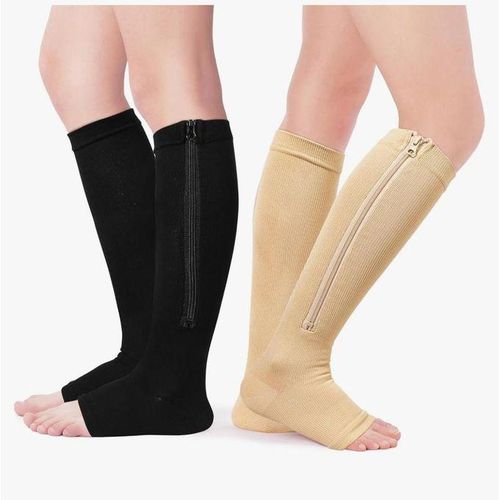 Open Toe Full-Length Compression Calf Socks – 15-20 mmHg Support for Leg Fatigue, Swelling & Varicose Veins