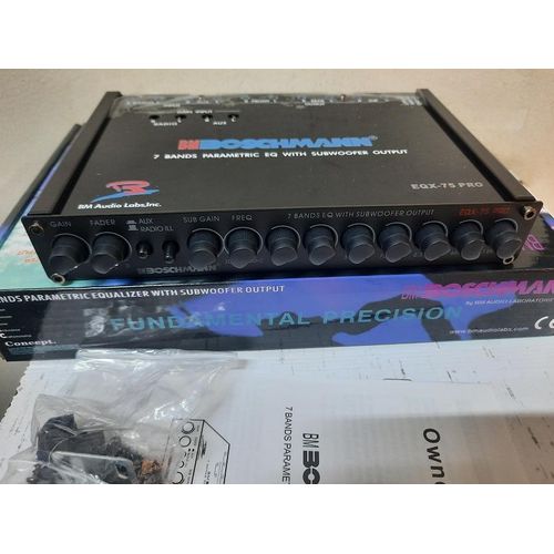 EQX-75PRO Car Audio Equalizer-Professional 7-Band Parametric EQ,13V Peak Line Driver, Bass Subwoofer Control, Germanium Alloy Finish, DIN Size Chassis