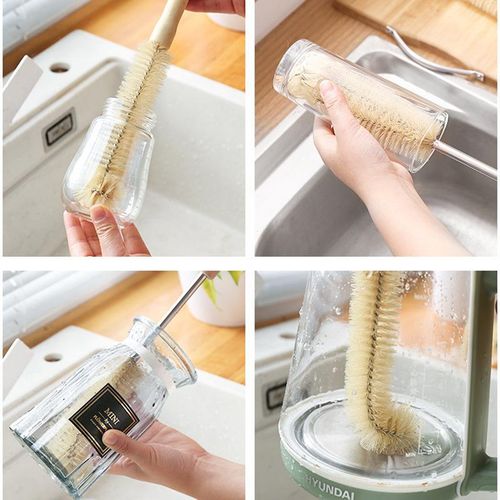 4 pcs Long Wooden handle bottle cleaning brushes