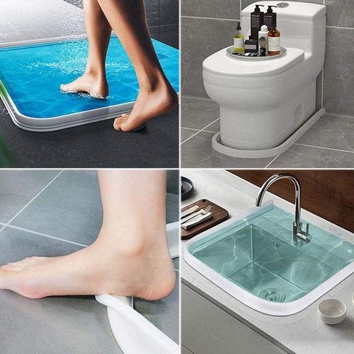 Collapsible Shower Water Threshold Silicone Shower Barrier Keeps Water Inside Shower Pan Shower Base Water Threshold for Wet and Dry Separation Water Stopper for Bathroom, Kitchen, Sink