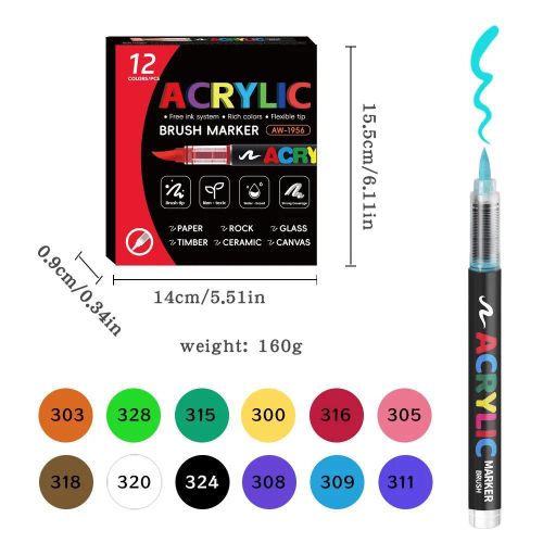Acrylic Marker 12-Color Set – Soft-Tip DIY Painting & Graffiti Pens