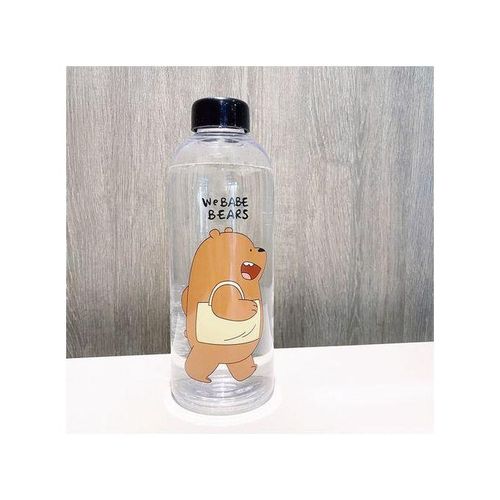 Cute Panda Bear Cup 1000ml Water Bottles With Straw Transparent Cartoon Water Bottle Drinkware Frosted Leakproof Protein ShakerBrown Bear