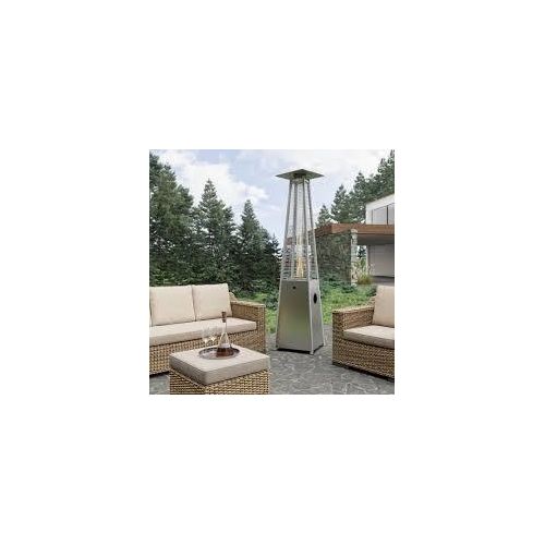 Standing Gas Patio Heater Pyramid Type Stainless Steel, Silver