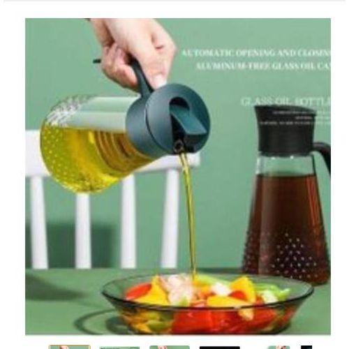 Automatic Oil Pot Glass Dispenser 630ml Leakproof Kitchen Oil Bottle With Handle And Non Drip Spout For Cooking Vinegar Soy Sauce Olive Oil Storage Container Refillable Easy Pouring