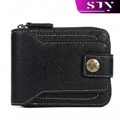 Men Wallet Black Short Wallets Business Billfold Horizontal Wallet Card Holder