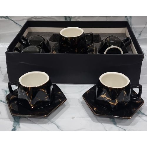 12-Piece Ceramic Cups & Saucers Set with Gift Bag – Tea & Coffee Drinkware