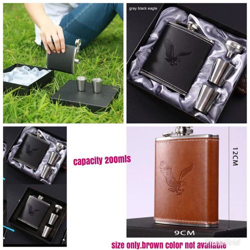 200ml Hip Flask Set, Portable Liquor Bottle, Travel Flask with Tot Cups