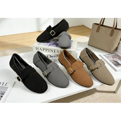 Women classic official semi casual doll shoes dolly flat shoes-Beige