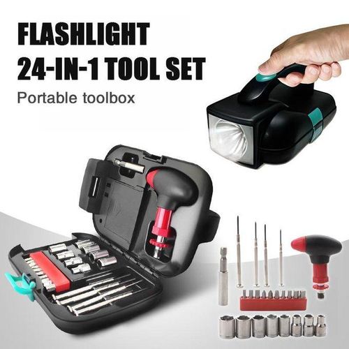 Flashlight Tool Set With Light Tool Box Light Tool 24 Pieces Flashlight Set ,Repair Tool Kit Set