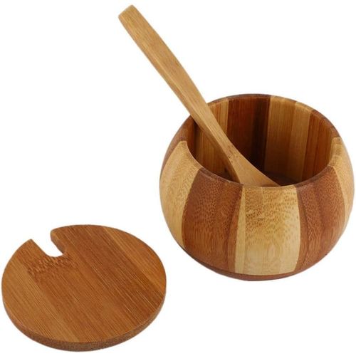 Kitchen Bamboo Natural Salt Shaker Household Spice Bottle with Lid Storage Box Kitchen Accessories Spice Glass Wood Color Bamboo Wood