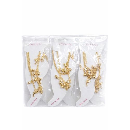 Womens Gold Charm Anklet Adjustable Jewelry