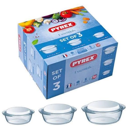 UK's 3pcs Glass Casserole Set With Lids