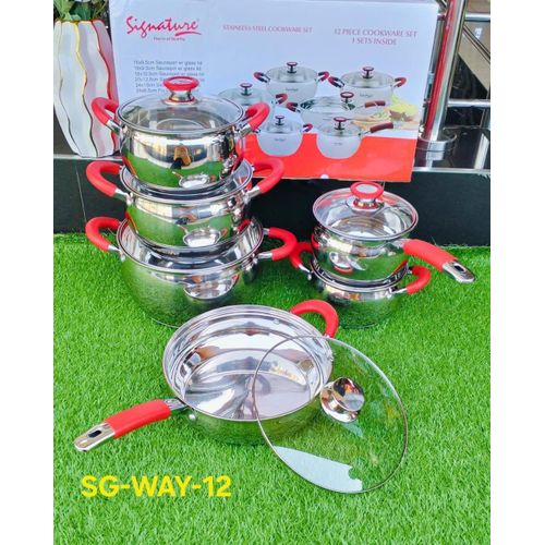 15 pcs Induction Base Stainless Steel Cookware set with Glass Lid ST-15