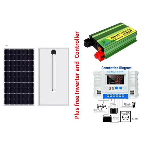 600W Solar Panel + Free 30A Solar Charge Controller +Free 1000 Watts Solar Inverter DC to AC 1000W Inverter