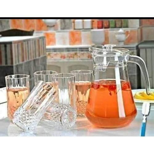 6pcs Quality Transparent WaterJuice Drinking Glasses and Free Glass Jar