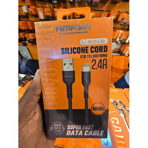 2.4A USB Lightning Data Transfer Cable Black