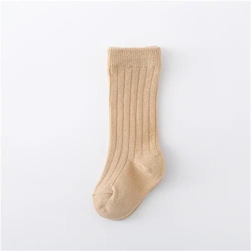 0-5Years Baby Boys Girls Socks Cotton Solid Color Striped Soft Kids Knee Childrens stocking School Sport Baby Sock 12Color1-3YearsS