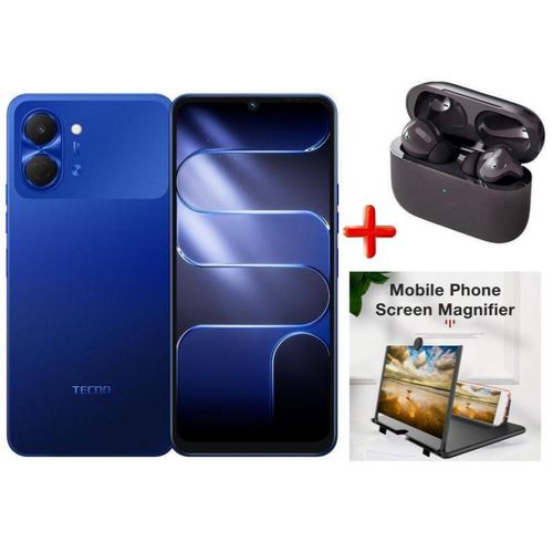 POP 20, 6.75", 4GB RAM EXPANDABLE UPTO 8GB RAM + 128GB ROM,DUAL SIM,5000MAH,13MP,120HZ - BLUE + FREE GIFTS