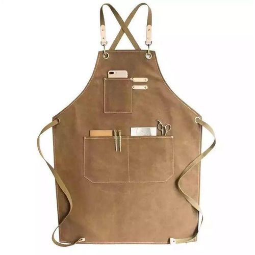 Beige Barista Server Aprons with Pockets -Cross-back Work Apron